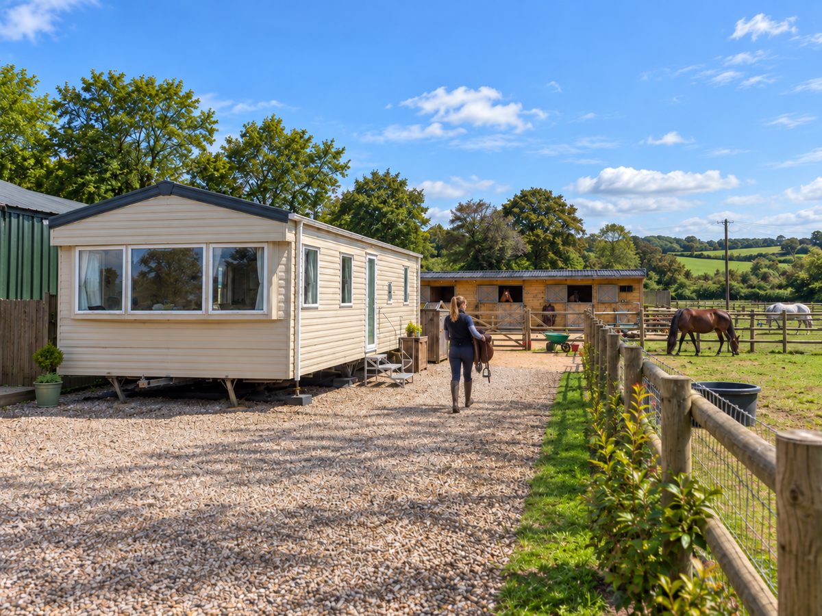 A static caravan located at a equestrian centre