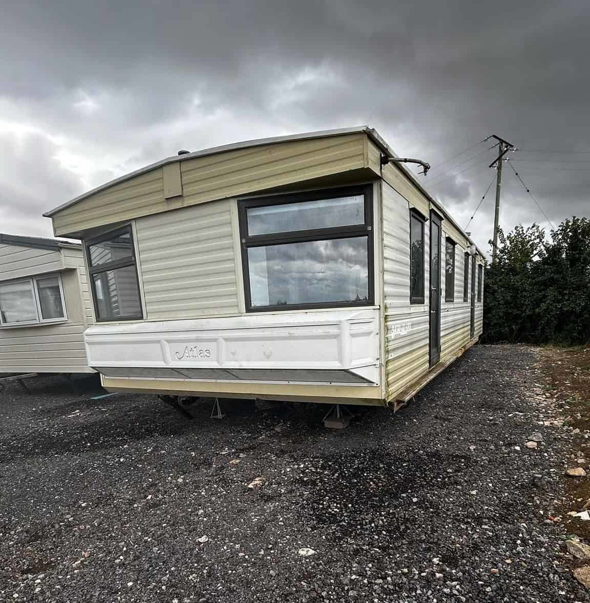 Beige Static Caravan, Debonair Super. Atlas. Project.