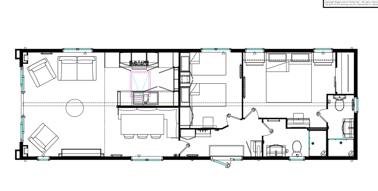 bed floor plan 44x14ft